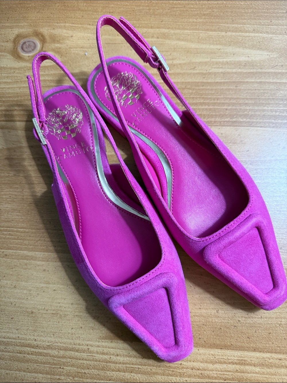 Vince Camuto Savy Hot Pink Suede Pointed Slingback Flats